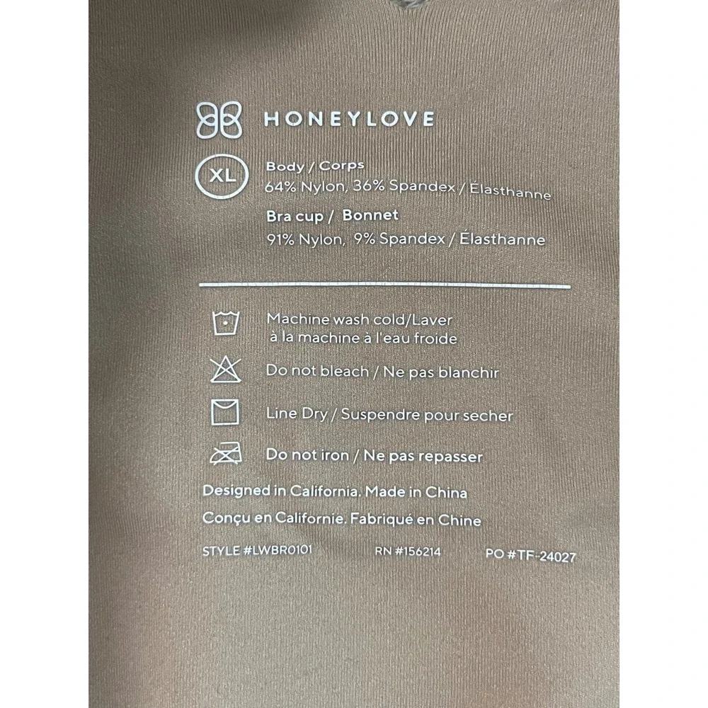 Honeylove Crossover Bra Women's XL Sand Beige Wireless Seamless Support LWBR0101